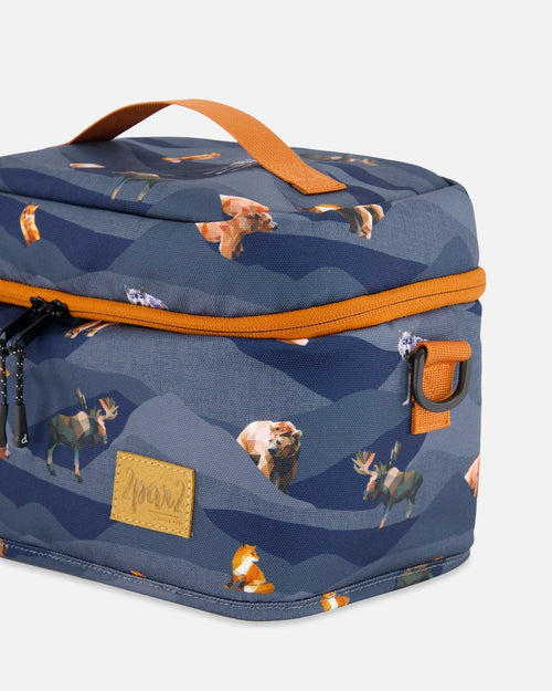 Lunch Box Navy Printed Mountains Animals - G20ZBL_024