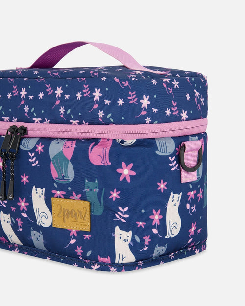 Lunch Box Navy Blue Printed Kitten - G20ZBL_041