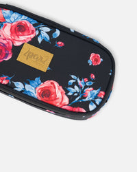 Pencil Case Black Printed Roses - G20ZEC_011