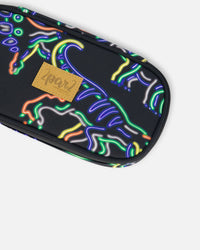 Pencil Case Black Printed Neon Dino - G20ZEC_019