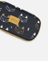 Pencil Case Black Printed Fox - G20ZEC_043