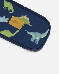 Pencil Case Navy Blue Printed Dinosaurs - G20ZEC_047