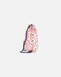 Drawstring Bag Pink Printed Off White Flowers - G20ZSC_009