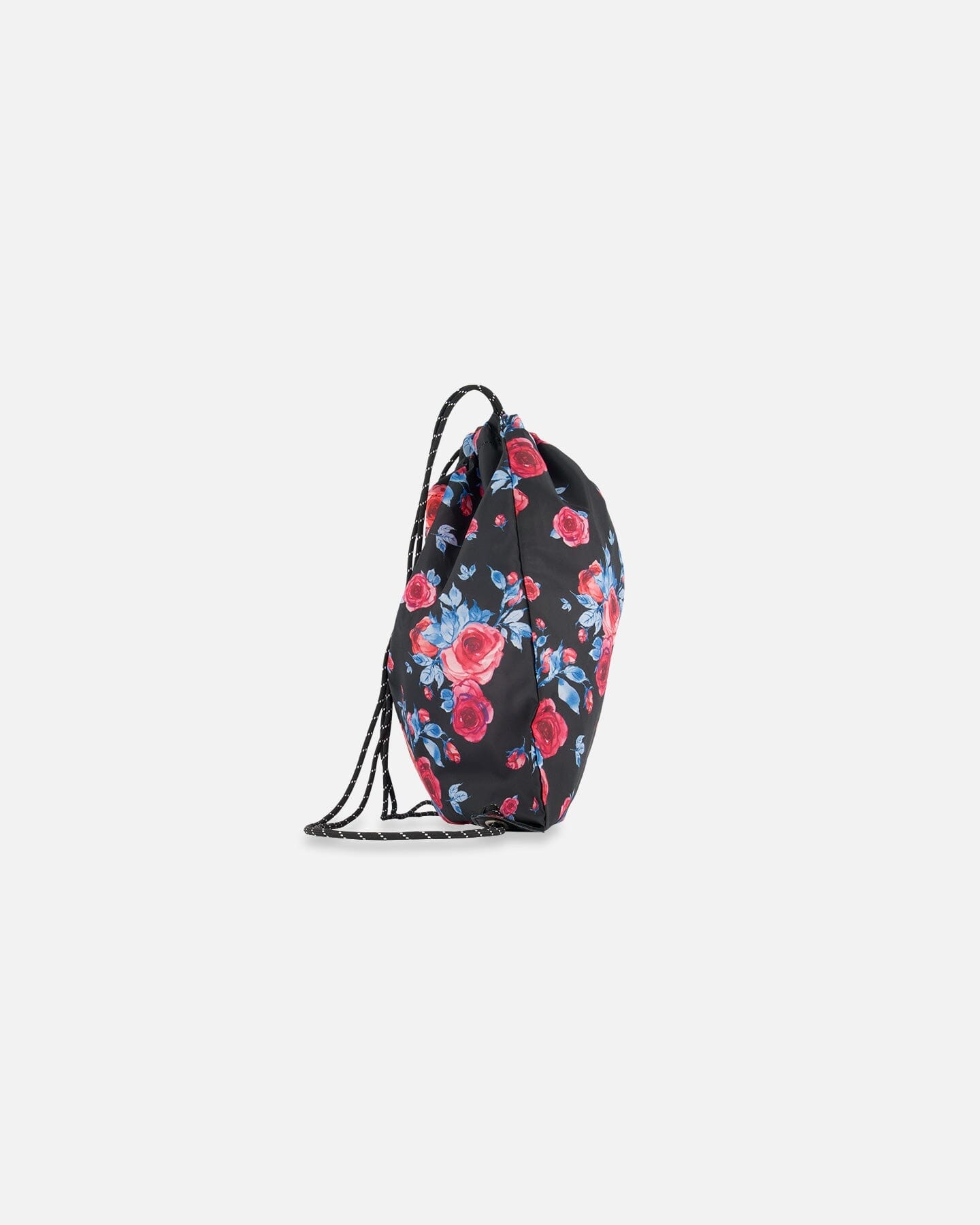 Drawstring Bag Black Printed Roses - G20ZSC_011