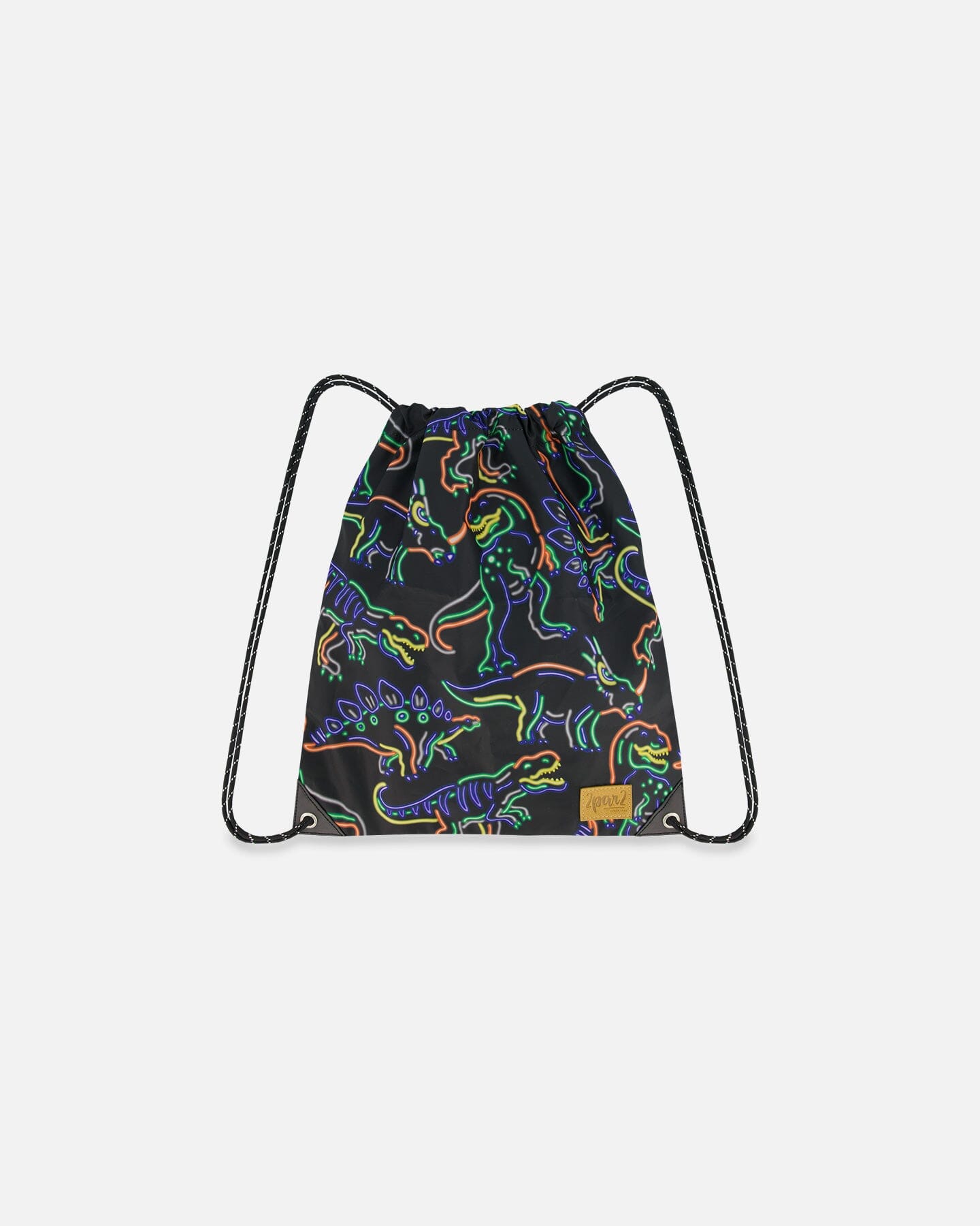 Drawstring Bag Black Printed Neon Dino School Supplies Deux par Deux 