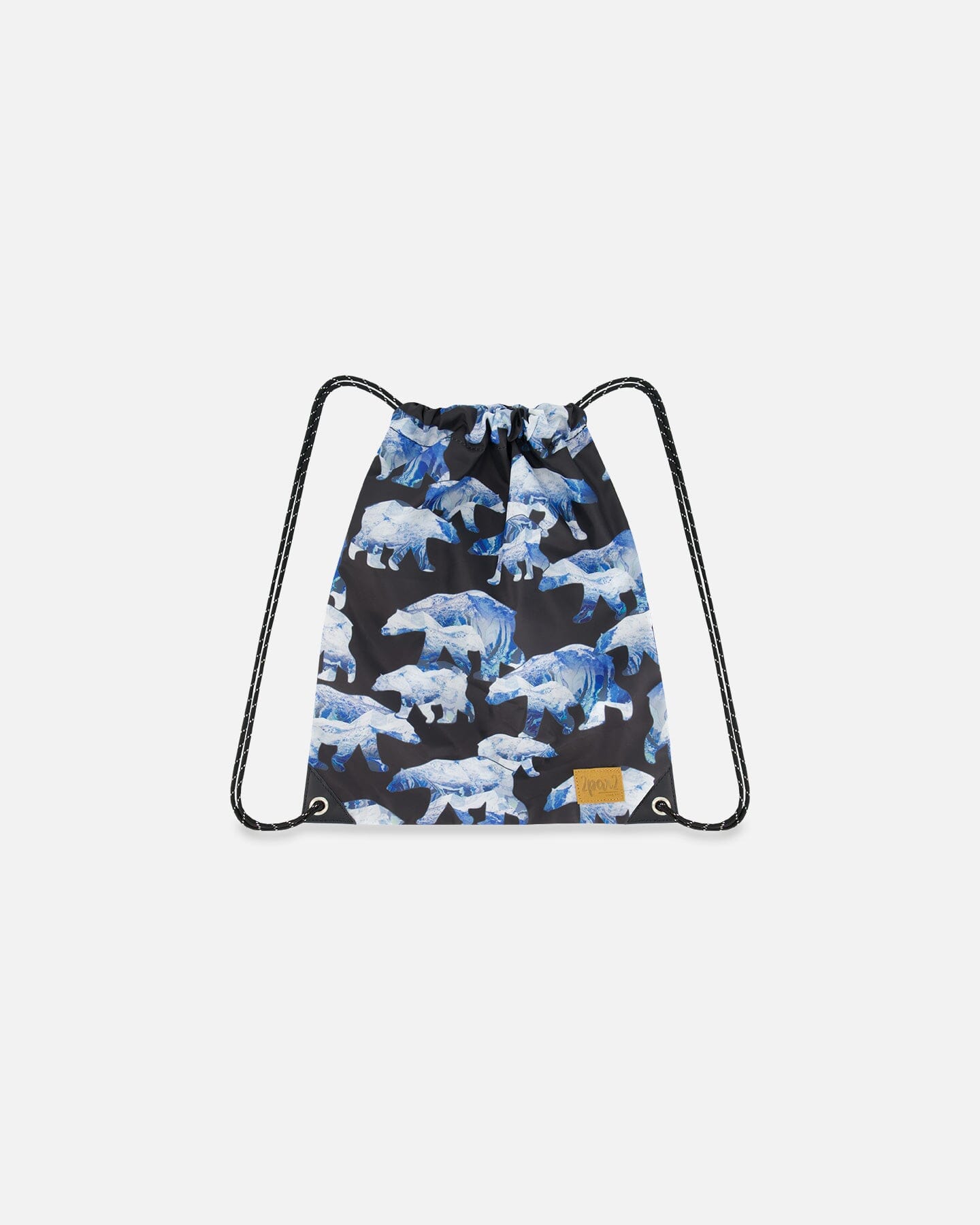 Drawstring Bag Black Printed Polar Bears School Supplies Deux par Deux 