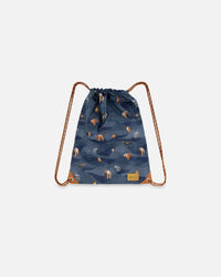 Drawstring Bag Navy Printed Mountains Animals - G20ZSC_024