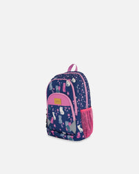 Toddler Backpack Navy Blue Printed Kitten - 16L School Supplies Deux par Deux 