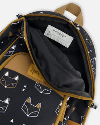 Toddler Backpack Black Printed Fox - G20ZSD2_043