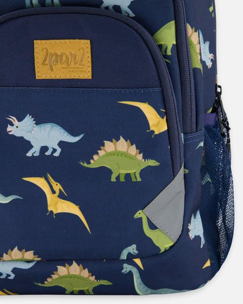 Toddler Backpack Navy Blue Printed Dinosaurs - G20ZSD2_047