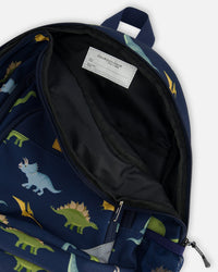 Toddler Backpack Navy Blue Printed Dinosaurs - G20ZSD2_047