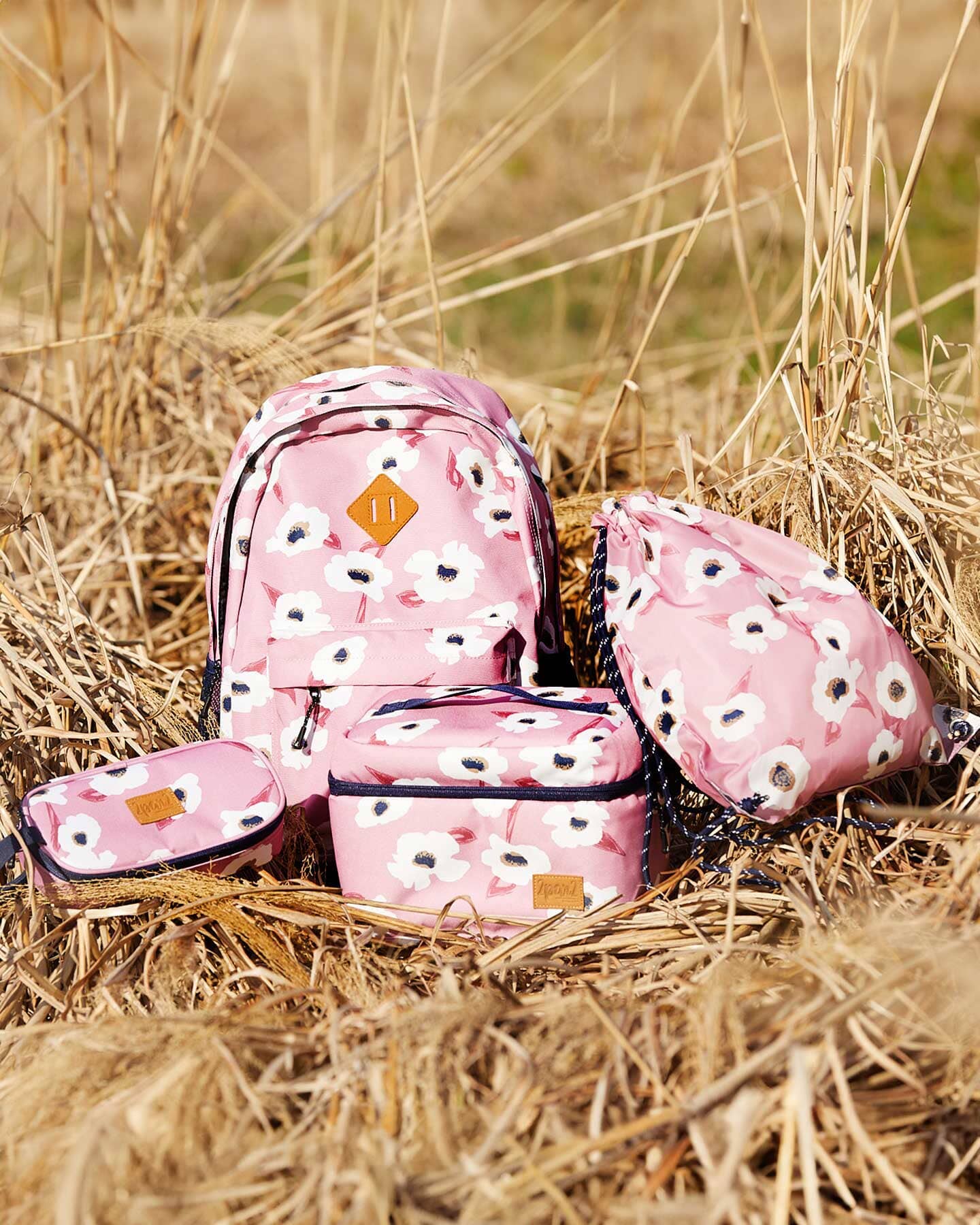 Backpack Pink Printed Off White Flowers - G20ZSD_009