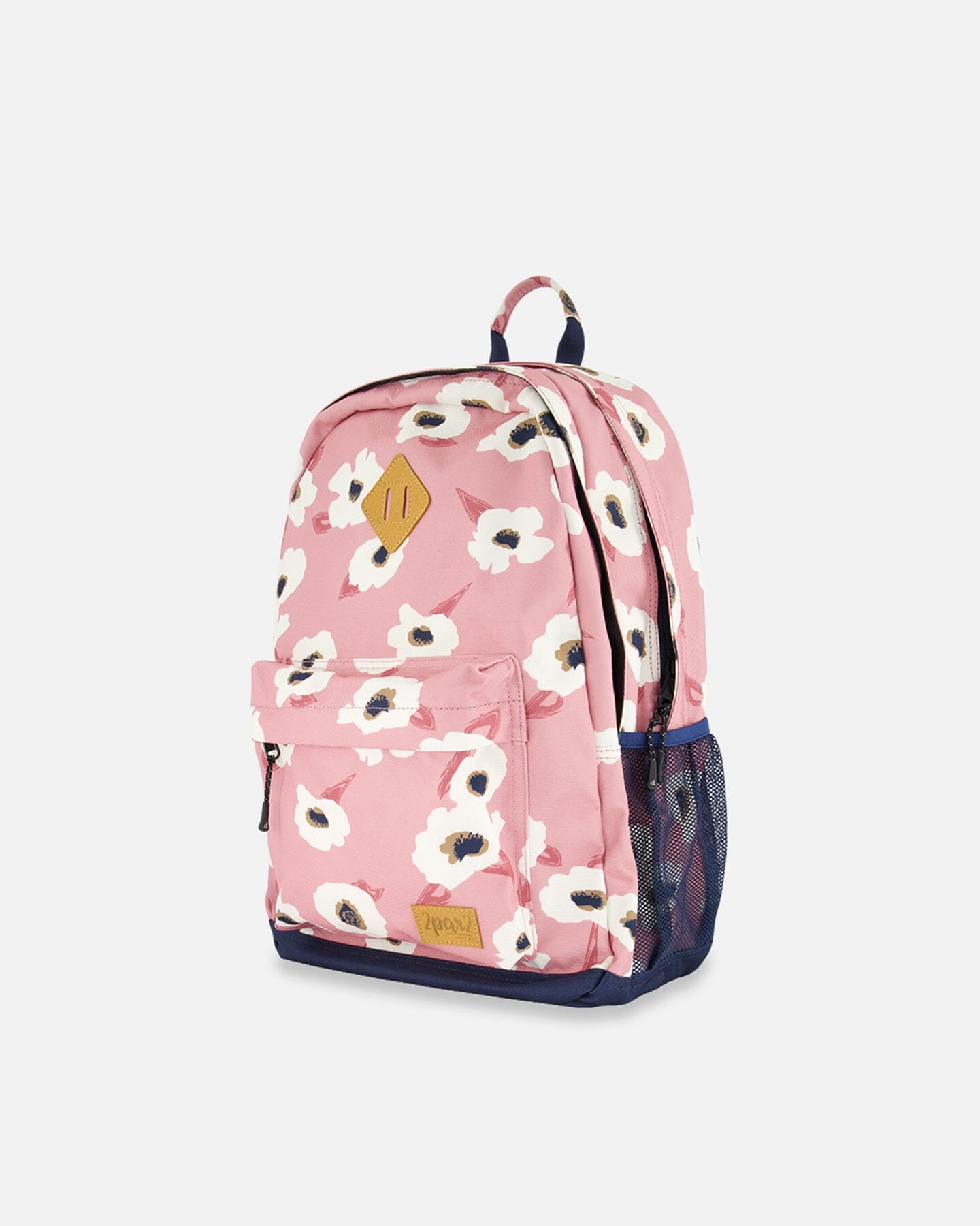 Backpack Pink Printed Off White Flowers - 18L School Supplies Deux par Deux 