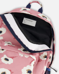 Backpack Pink Printed Off White Flowers - G20ZSD_009