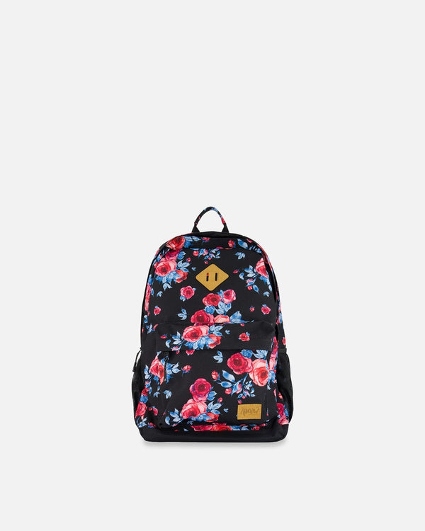 Backpack Black Printed Roses - G20ZSD_011