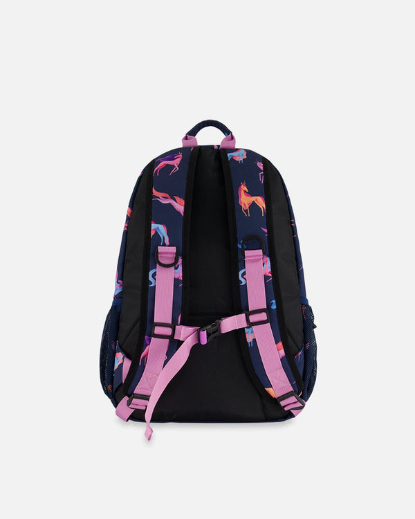 Backpack Navy Printed Unicorn - 18L School Supplies Deux par Deux 