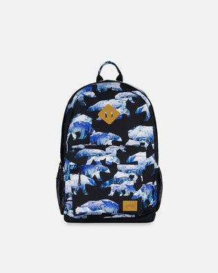 Backpack Black Printed Polar Bears - 18L School Supplies Deux par Deux 