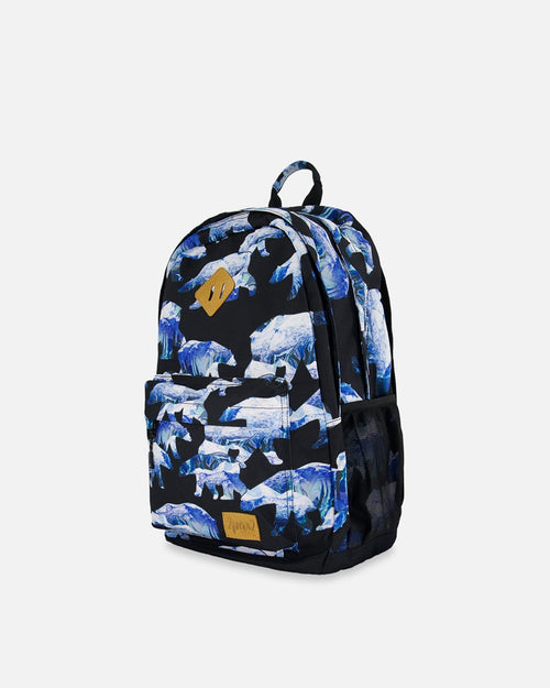 Backpack Black Printed Polar Bears - 18L School Supplies Deux par Deux 