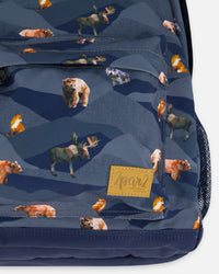 Backpack Navy Printed Mountains Animals - G20ZSD_024