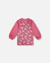 School Apron Pink Printed Unicorn