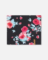 Mid-Season Jersey Neckwarmer Black Printed Roses Outdoor Accessories Deux par Deux 