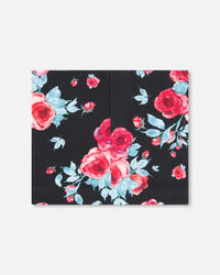 Mid-Season Jersey Neckwarmer Black Printed Roses Outdoor Accessories Deux par Deux 