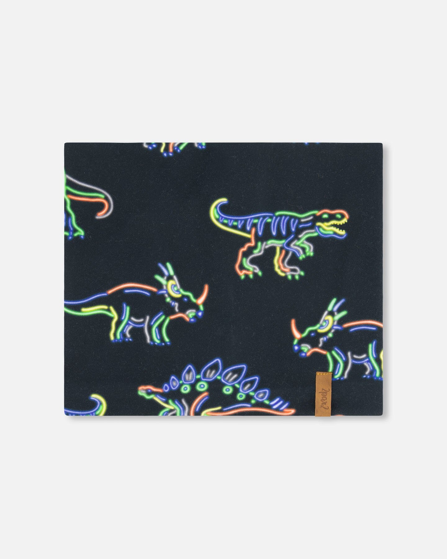 Mid-Season Jersey Neckwarmer Black Printed Neon Dino Outdoor Accessories Deux par Deux 