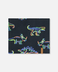 Mid-Season Jersey Neckwarmer Black Printed Neon Dino Outdoor Accessories Deux par Deux 