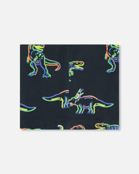 Mid-Season Jersey Neckwarmer Black Printed Neon Dino Outdoor Accessories Deux par Deux 