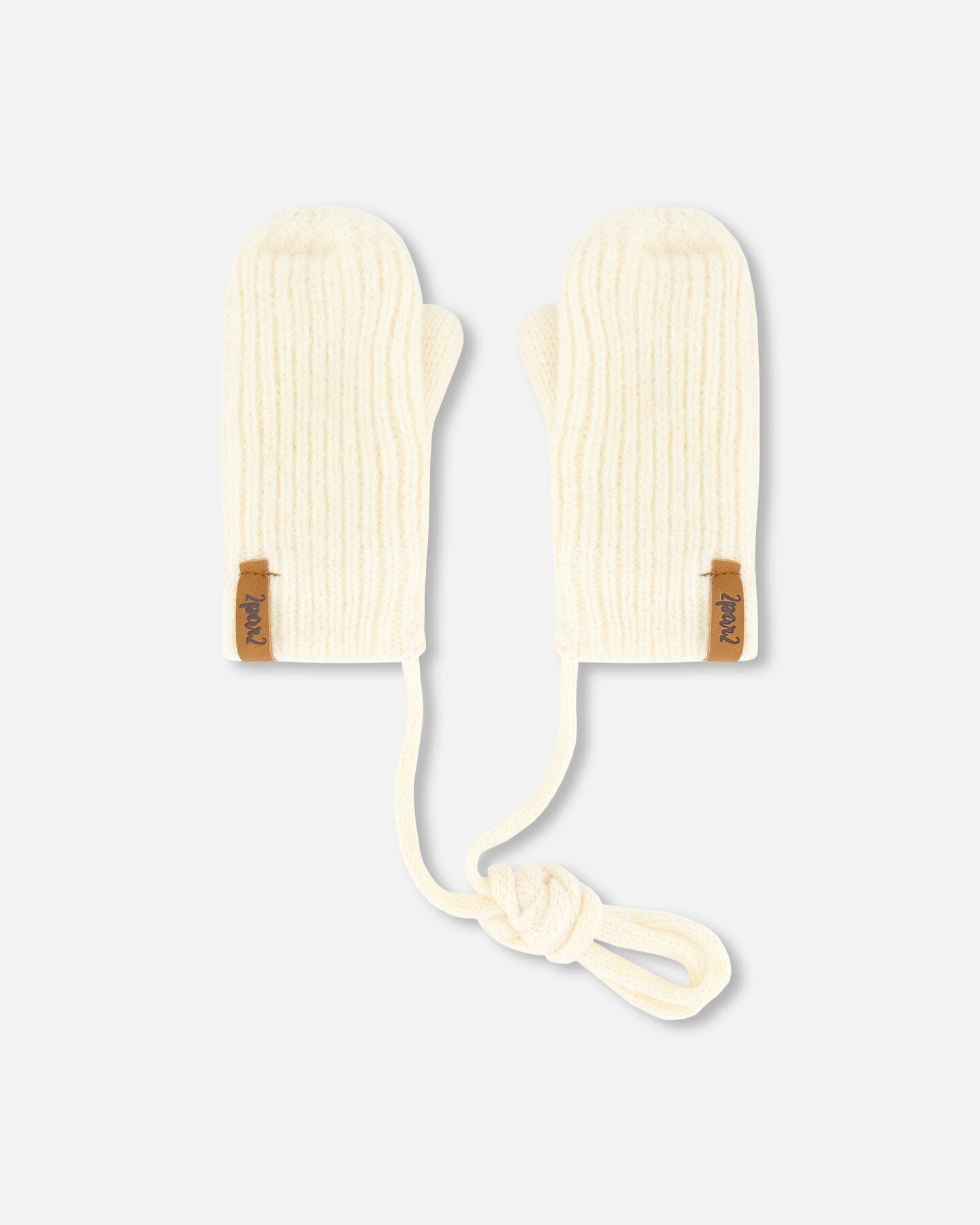 Knitted Mittens With String Off White Outdoor Accessories Deux par Deux 