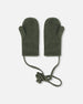 Knitted Mittens With String Forest Green Outdoor Accessories Deux par Deux 