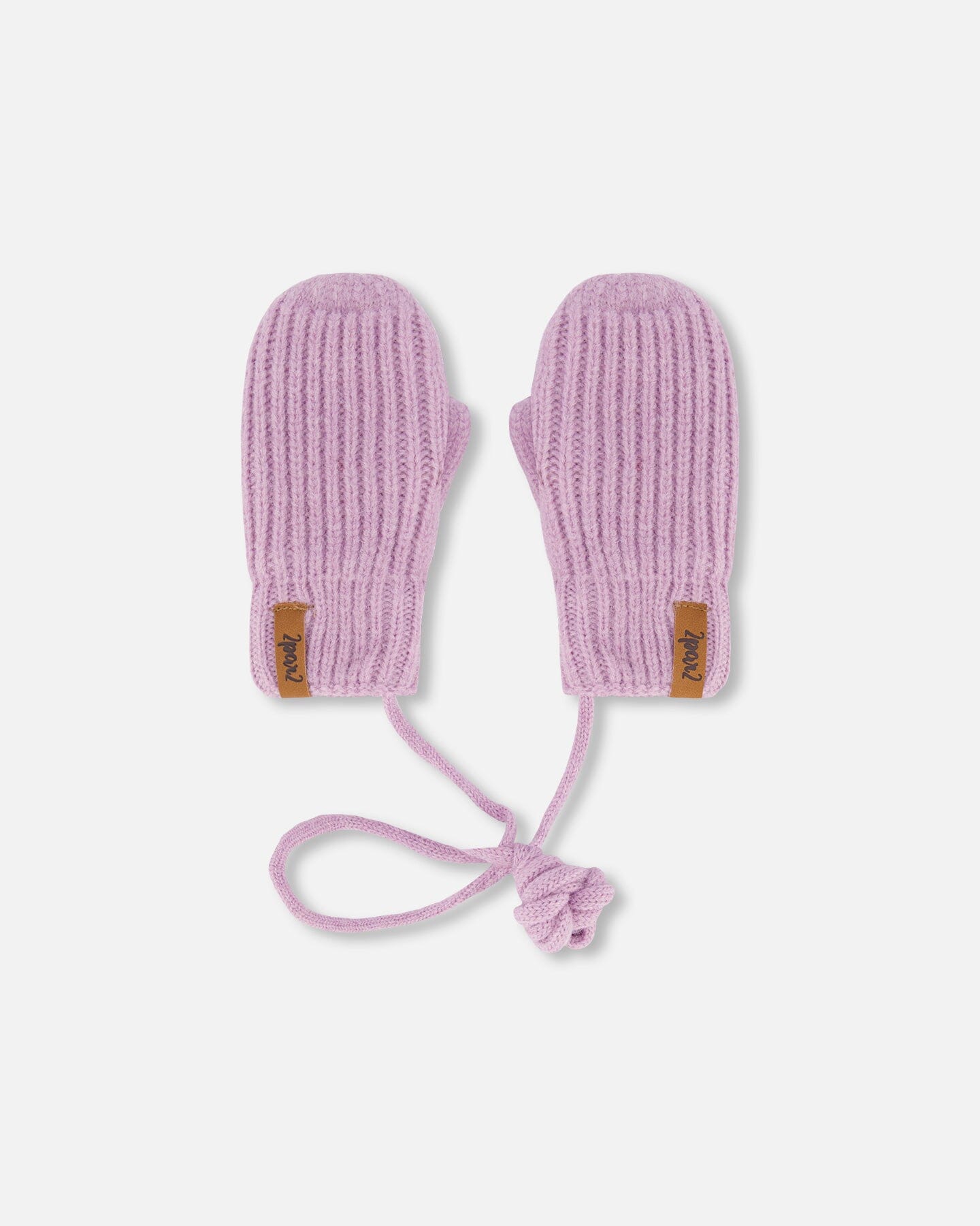 Knitted Mittens With String Lilac Outdoor Accessories Deux par Deux 