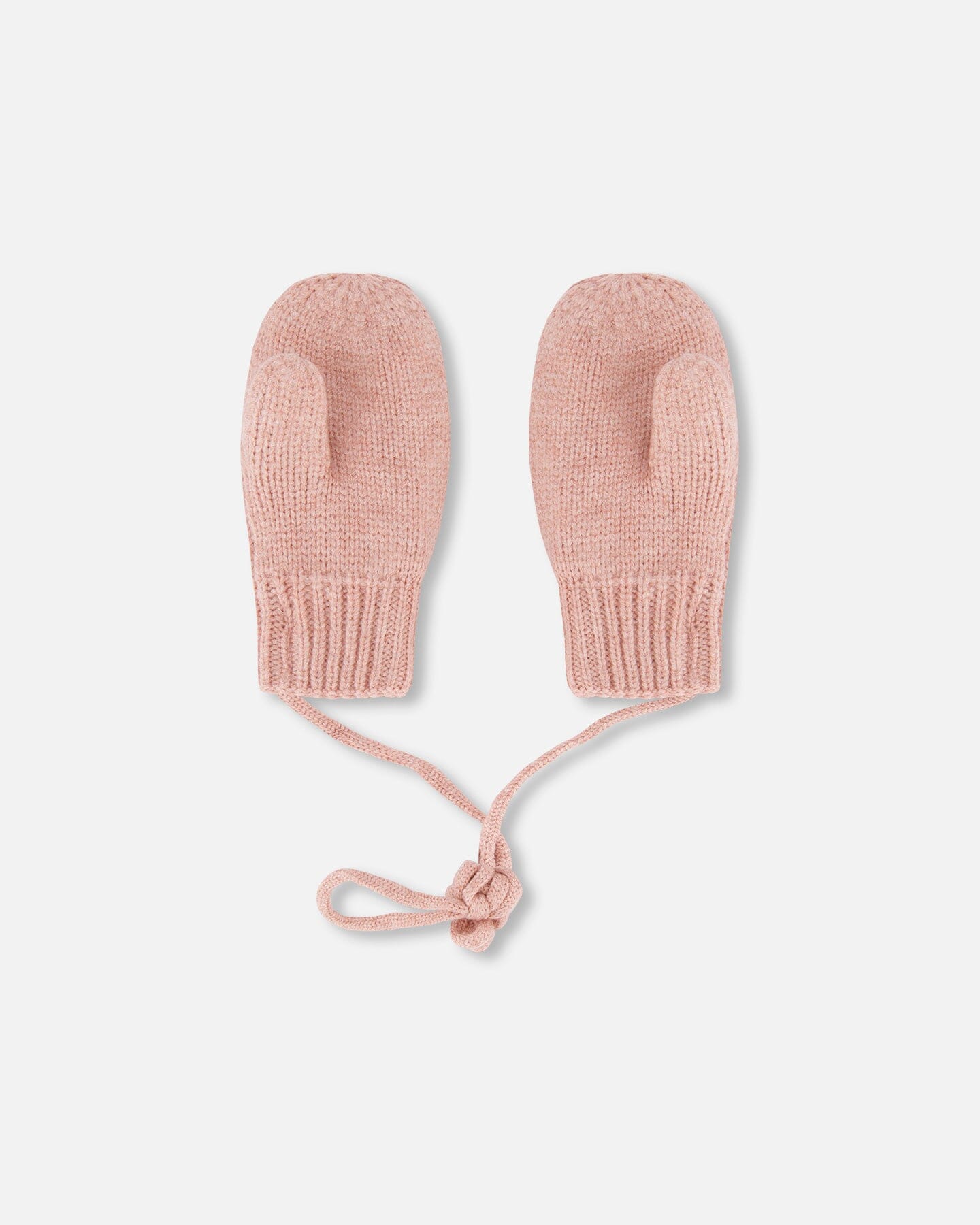 Knitted Mittens With String Dusty Pink Outdoor Accessories Deux par Deux 