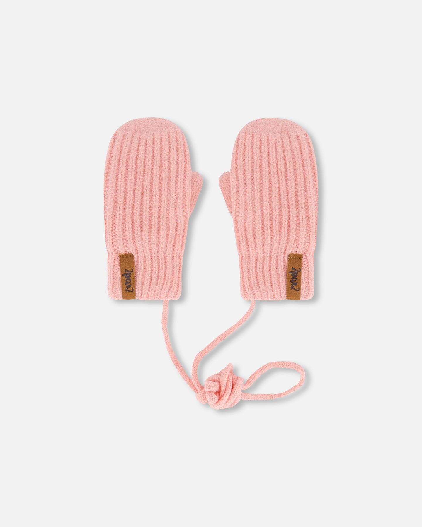 Knitted Mittens With String Pink Outdoor Accessories Deux par Deux 