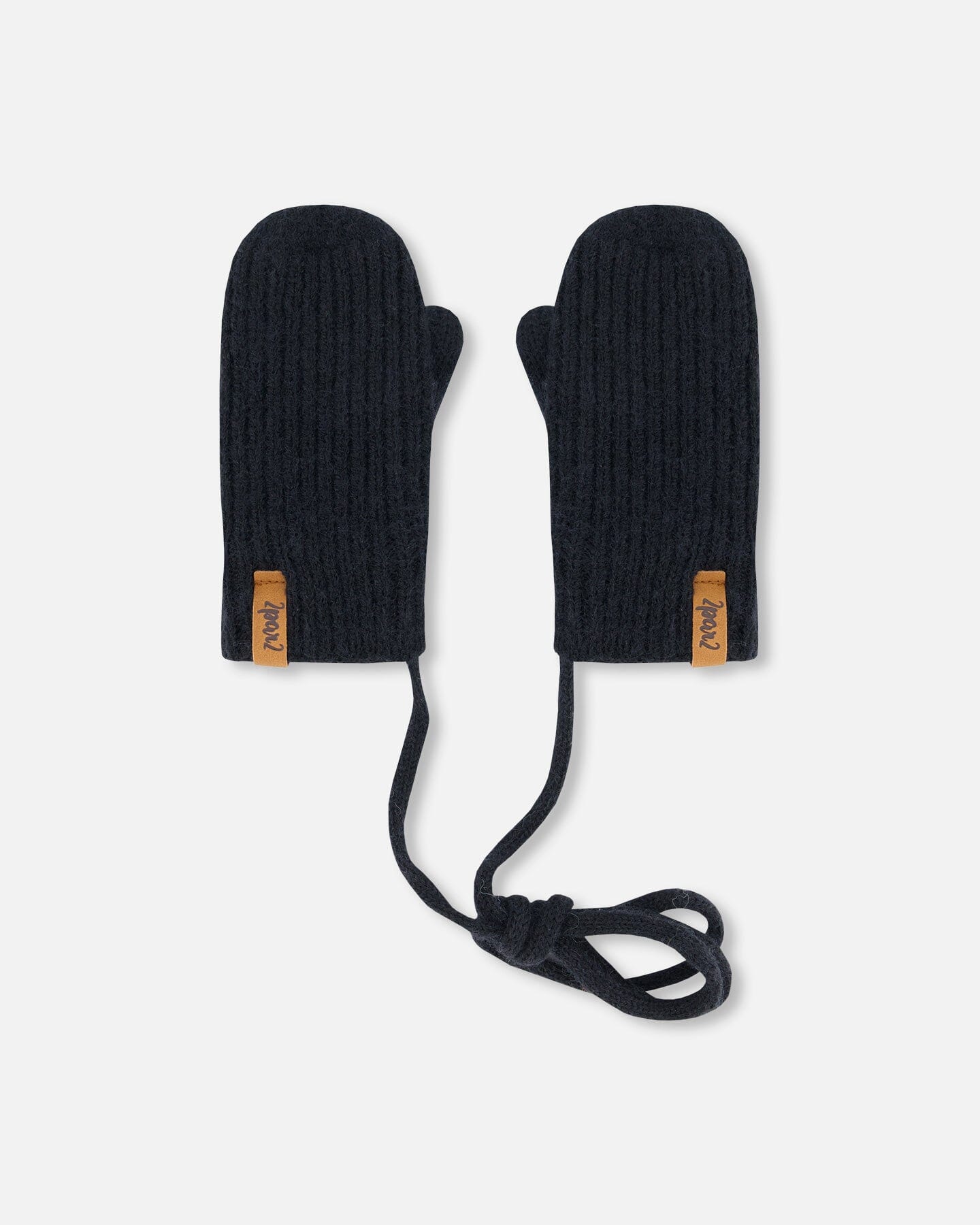 Knitted Mittens With String Black Outdoor Accessories Deux par Deux 