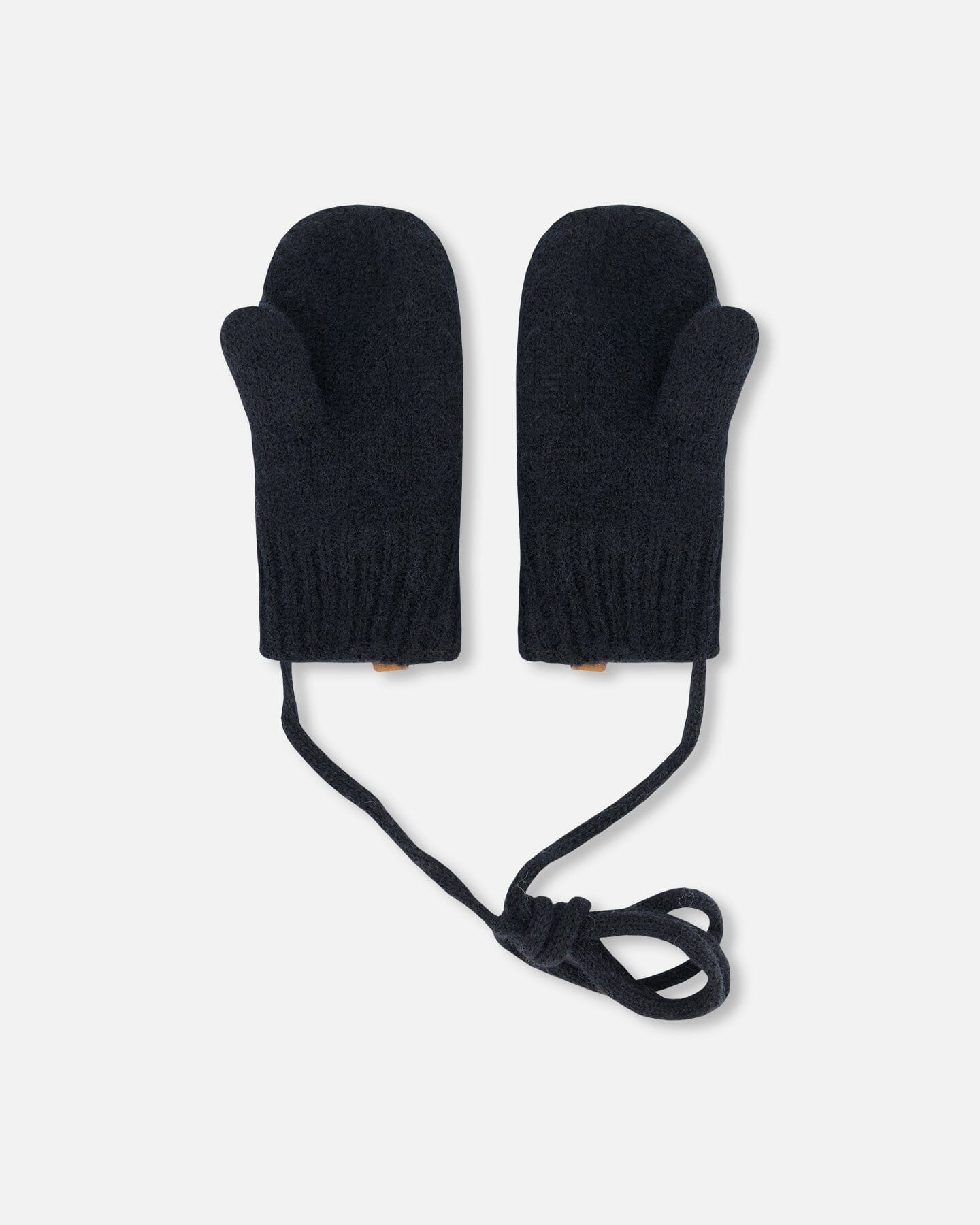 Knitted Mittens With String Black Outdoor Accessories Deux par Deux 