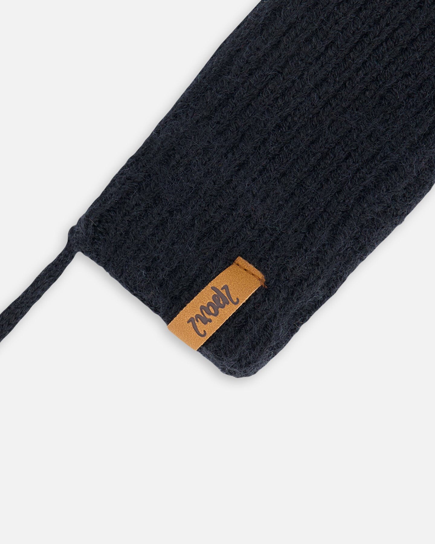 Knitted Mittens With String Black Outdoor Accessories Deux par Deux 