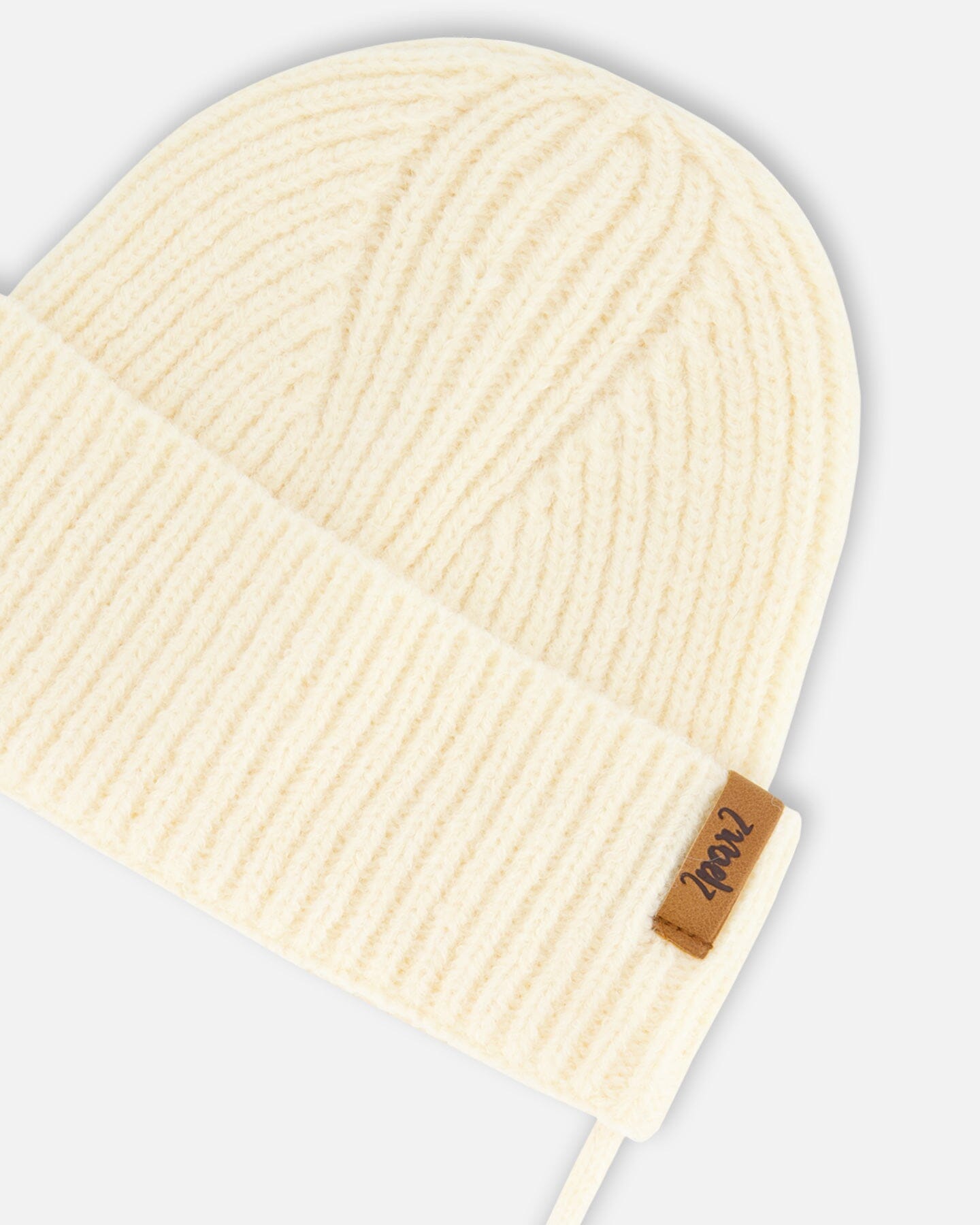 Mid-Season Knit Hat With Strings Off White Outdoor Accessories Deux par Deux 