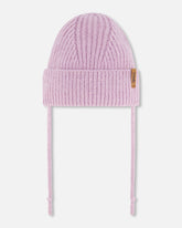 Mid-Season Knit Hat With Strings Lilac