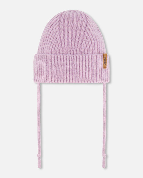 Mid-Season Knit Hat With Strings Lilac - G20ZW08_508