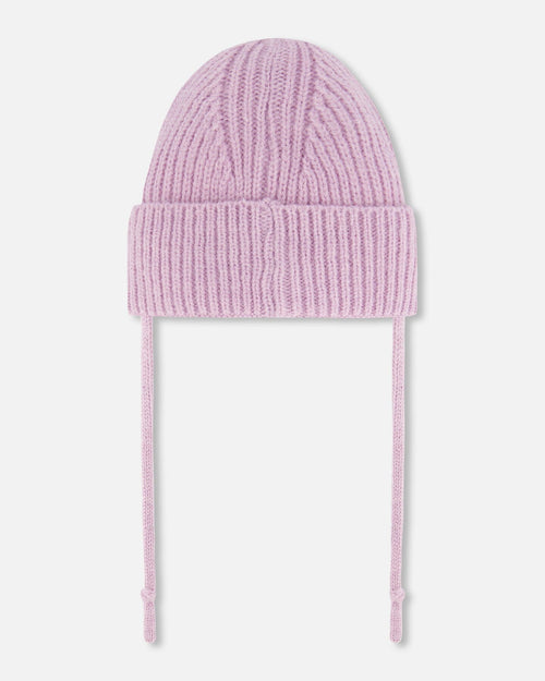 Mid-Season Knit Hat With Strings Lilac - G20ZW08_508