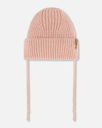 Mid-Season Knit Hat With Strings Dusty Pink - G20ZW08_625