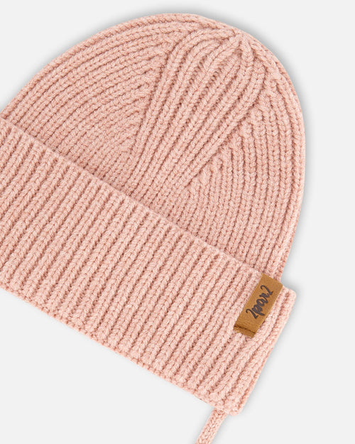 Mid-Season Knit Hat With Strings Dusty Pink - G20ZW08_625