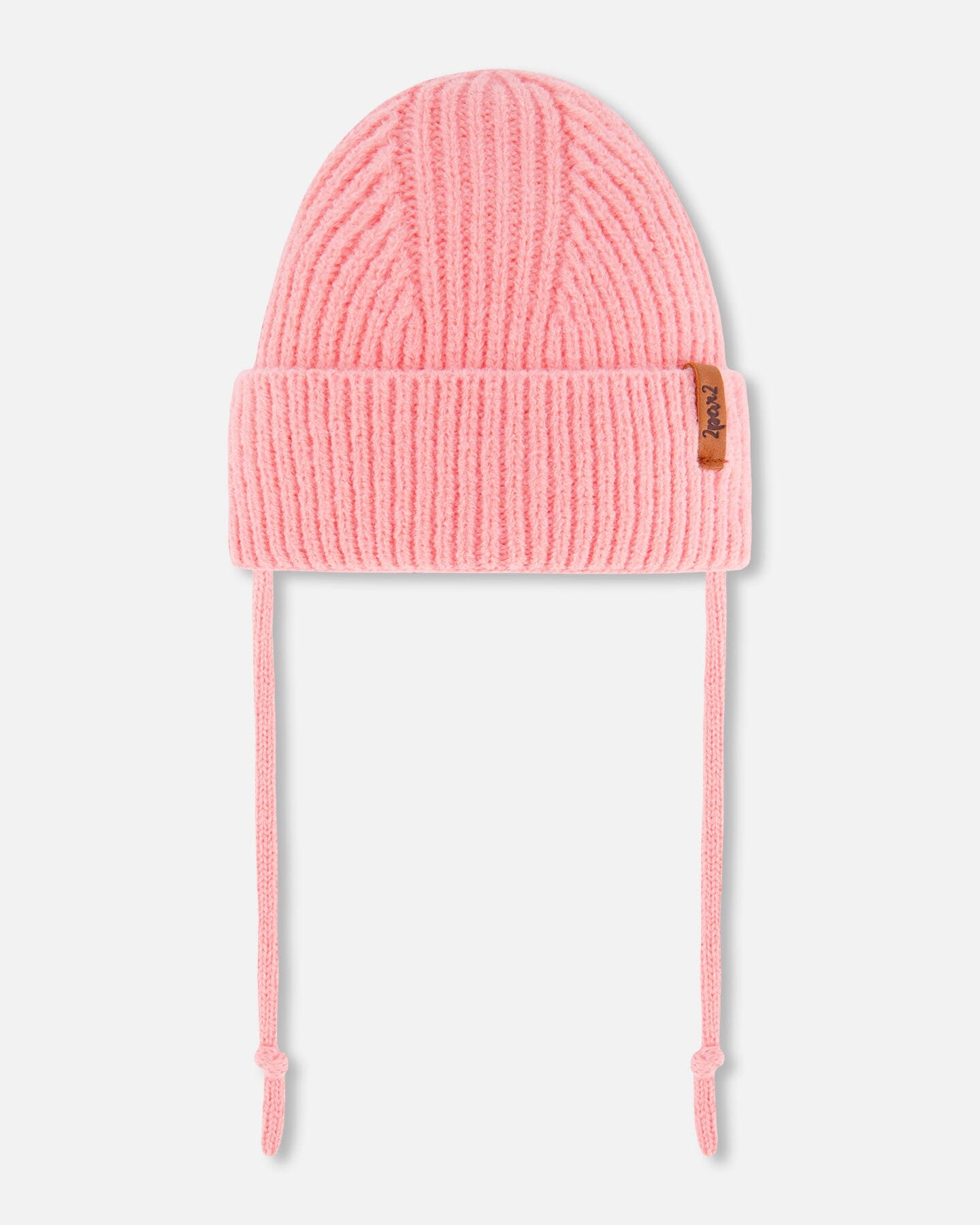 Mid-Season Knit Hat With Strings Pink Outdoor Accessories Deux par Deux 