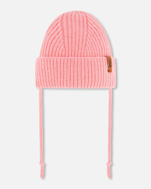 Mid-Season Knit Hat With Strings Pink Outdoor Accessories Deux par Deux 