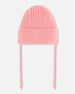 Mid-Season Knit Hat With Strings Pink Outdoor Accessories Deux par Deux 