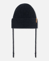 Mid-Season Knit Hat With Strings Black