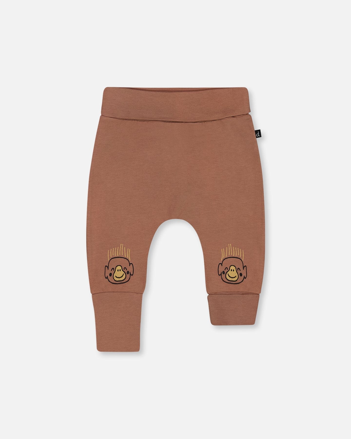 Printed Organic Cotton Evolutive Pant Brown And Monkeys - G30C20_144