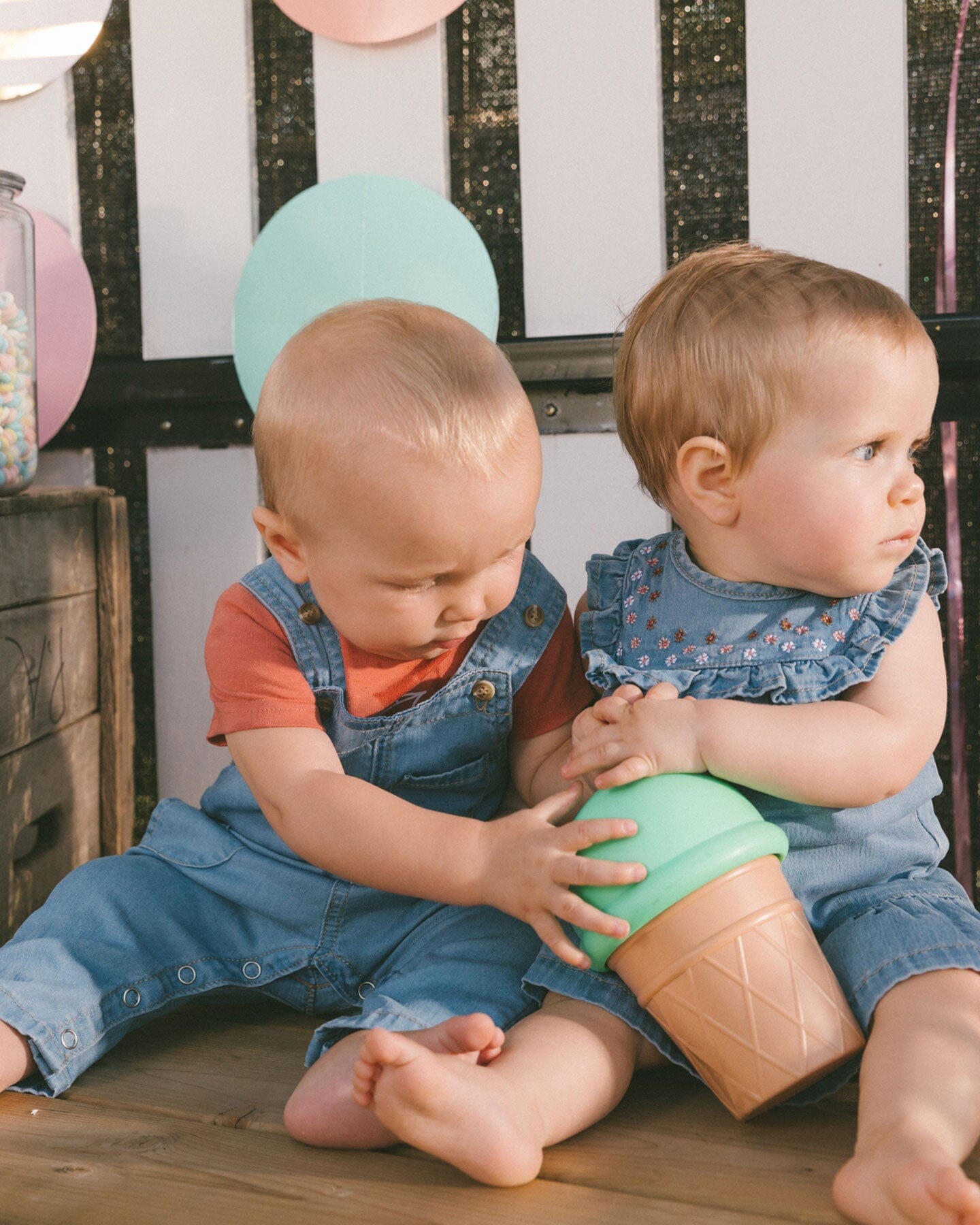 Light Soft Denim Overalls Jeans Blue Pants & Shorts Deux par Deux 