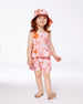 Printed Tank Top And Short Muslin Set With Frills Pink And Coral Flowers - G30E10_080